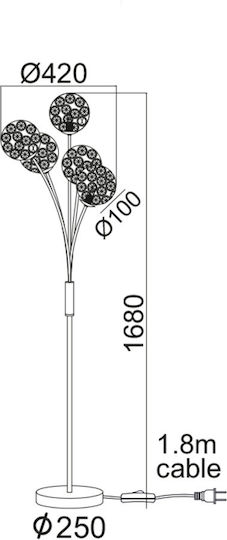 Aca Skylar Stehlampe Höhe 168xM42cm mit Lampenbirnensockel für G9 Lampe Weiß