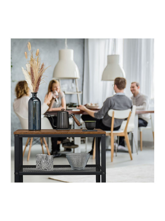 Masă Laterală Rectangulară din Lemn cu Roți Dark Brown M61xL40xÎ60cm