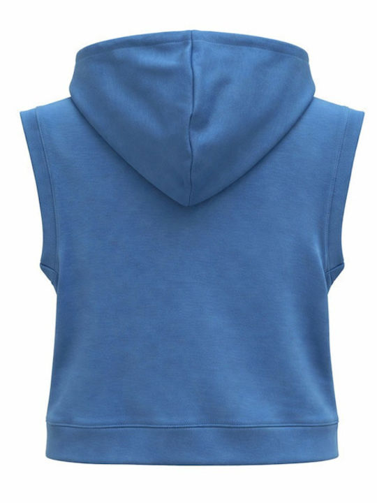 Bluza Damă Fără Mâneci Cu Glugă Albastră