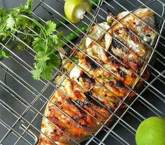 Master Grill & Party Grillrost Chrom für Fisch 28cmx28cmcm