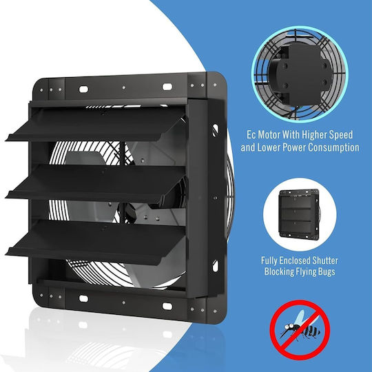 Aygrochy Ventilator Industrial Axial 300 Mm Motor Ec 40w Debit Aer 1630 M³/h 9 Viteze Reglabil Montare Pe Perete Geamuri Garaj Mansardă Bucătărie Zgomot Redus 42 Db Clasa Energetică A