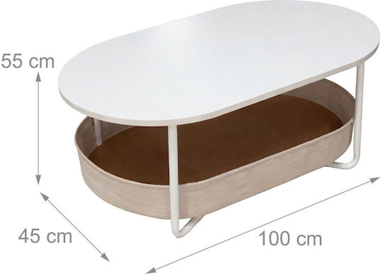 Οβάλ Κεντρικό Τραπεζάκι Ξύλινο Beige Μ100xΠ45xΥ55εκ.