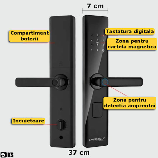 Încuietoare Electronică Culoare Negru cu Conectivitate Wi-Fi
