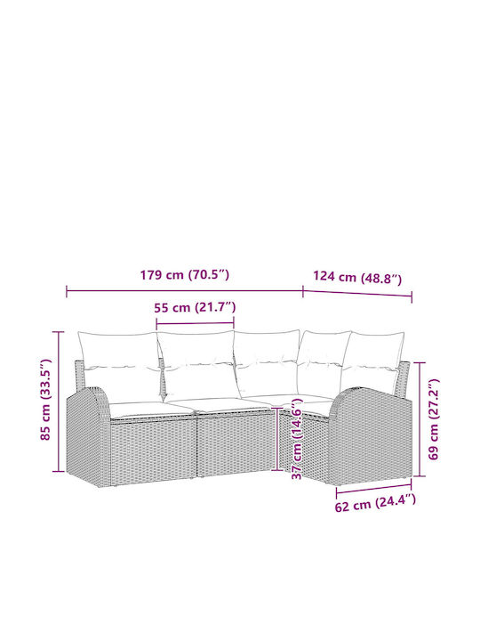 Outdoor Corner Rattan Sofa With Cushions