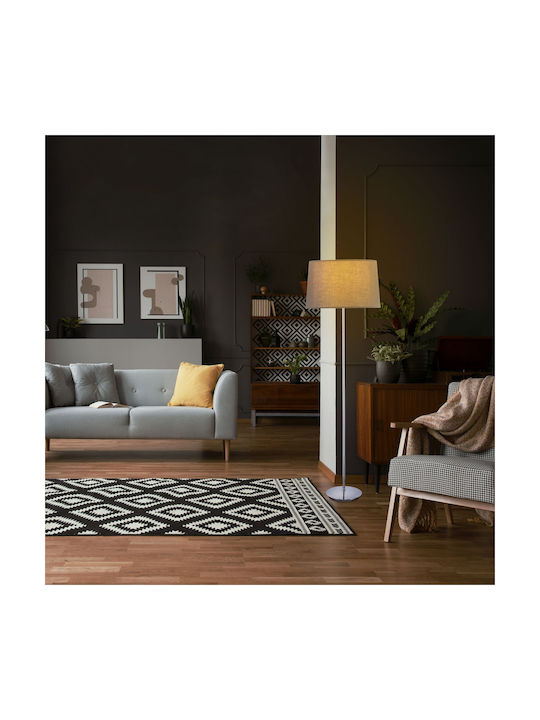 Relaxdays Lampadar de Podea Înălțime 148.5xLungime 40 cm cu Bază pentru Bec E27 Argintiu