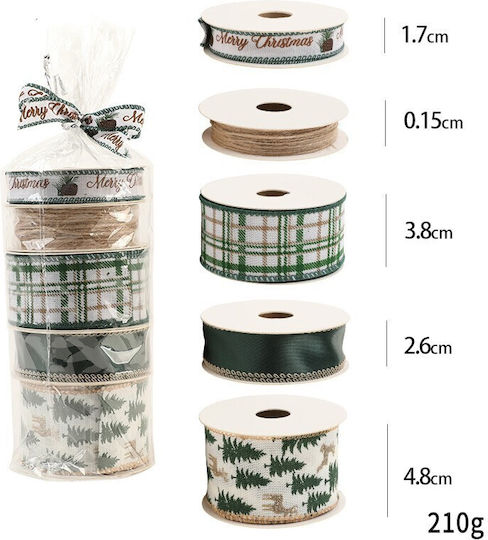 Alista Home Christmas Fabric Ribbon 5 Pieces