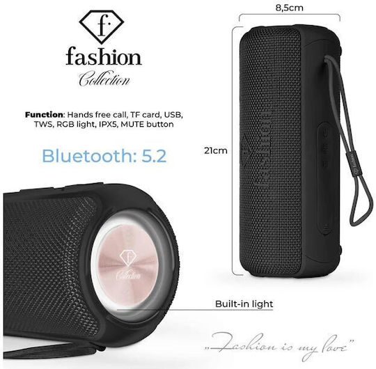 Bluetooth Speaker with Battery Life up to 6 Hours Black Rose FTV-0117
