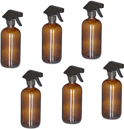 Set 6 Sticle de Pulverizare din Sticlă Maro 500ml