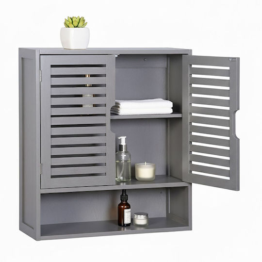 Relaxdays Badezimmerschrank 59x21x66cm Grau