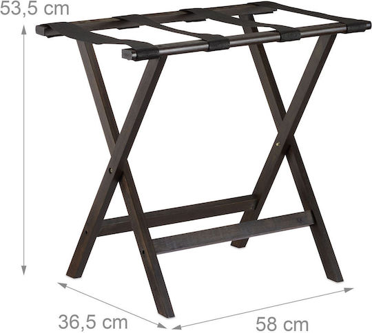 Relaxdays Rack Pentru Bagaje De Hotel Din Lemn Pliabil Maro Cu Dimensiuni 53.5x36.5xÎnălțime 58cm Pliabil