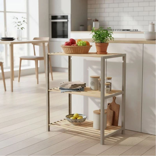 FixWood Wooden Kitchen Rack 3 Tiers Beige 65x29x78cm