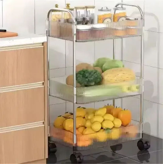 Metallic Kitchen Trolley 3-Tier Silver 38x28x68cm