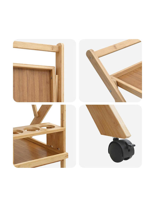 vidaXL Καλάθι Κάβα Ποτών Ξύλινη με Ρόδες Καφέ 65x40.5x76.5εκ.