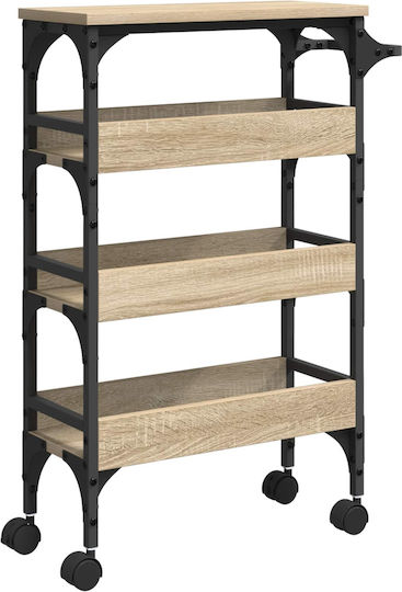 vidaXL Wooden Kitchen Trolley 3 Tiers Brown 53x20x76cm