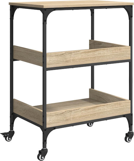 vidaXL Wooden Kitchen Trolley 3 Tiers Brown 60x41x80.5cm