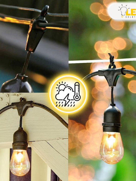 Led Solution Светеща Гирлянда LED IP65 10m с 10 Крушки Топло Бяло