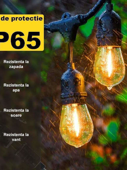 Светеща Гирлянда LED IP65 40m с 40 Крушки Топло Бяло