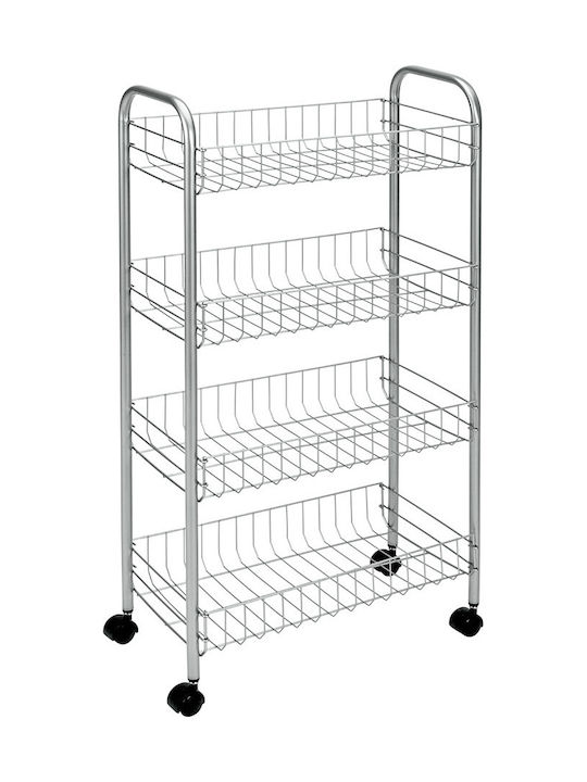 Metaltex Ascona Kitchen Trolley Metallic 4 Tiers Gray 41x26x86cm