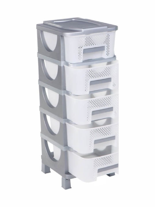 Homeplast Ouma Plastic Drawer Unit 5 Tiers Gray 42x38x95cm