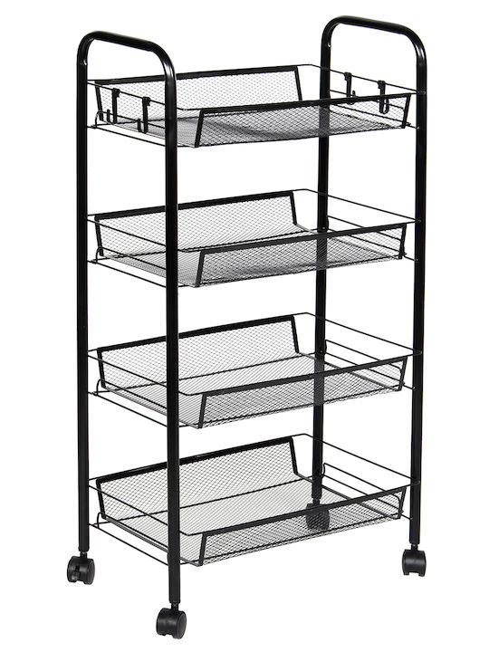 Keskor Kitchen Trolley Metallic 4 Tiers Black 44x25.5x83cm