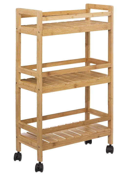 5Five Metallic Kitchen Trolley 3 Tiers Brown 45.3x22x80cm