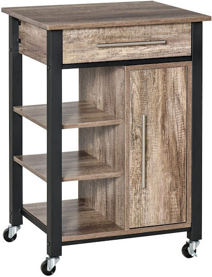 HomCom Wooden Kitchen Trolley 5 Tiers Brown 60x50x84.5cm
