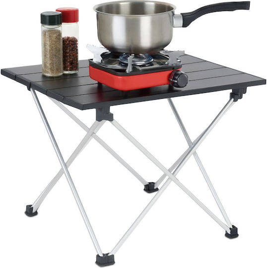 Relaxdays Tabel Aluminiu pentru Camping Pliabil 32x39x34cm Negru