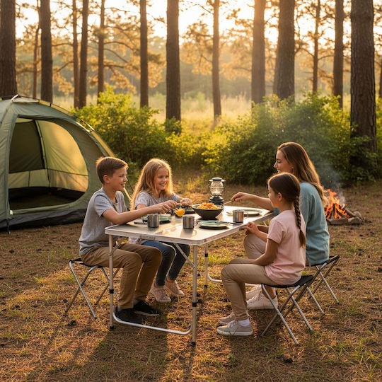 Relaxdays Relaxdays Campingmöbel Tischset aus Aluminium für Camping 71x120x60cm Weiß