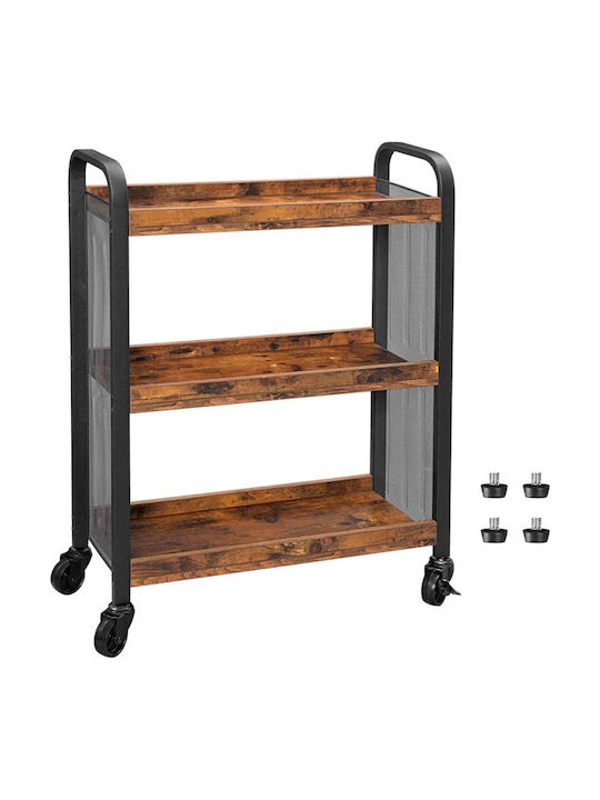 Vasagle Wooden Kitchen Trolley 3 Tiers Brown 66x26x85cm