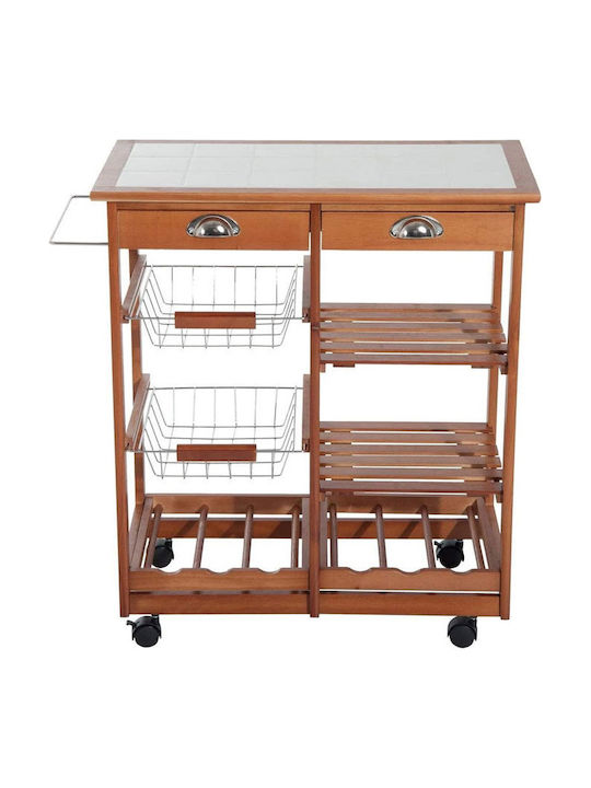 Bakaji Ραφιέρα Κουζίνας Ξύλινη 7 Θέσεων Καφέ 74x37x76cm