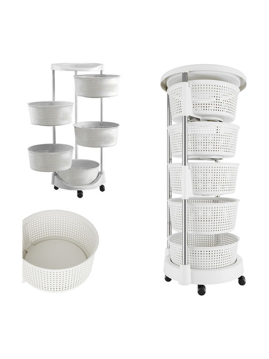 Bakaji Metallic Kitchen Rack 5 Tiers White 37x37x84cm