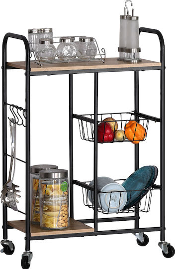 Metallic Trolley 3-Tier Black 12339021