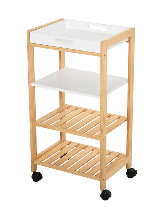 HomCom Τρόλεϊ Κουζίνας Ξύλινο 4 Θέσεων Καφέ 40x30x76cm