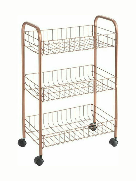 Metaltex Lugano Kitchen Trolley Metallic 3 Tiers Brown 41x23x63cm
