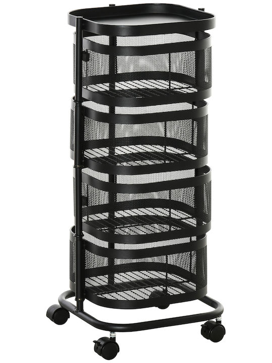 HomCom HomCom Metallisches Küchenwagen Mit 4 Ebenen Schwarz 33x33x77cm