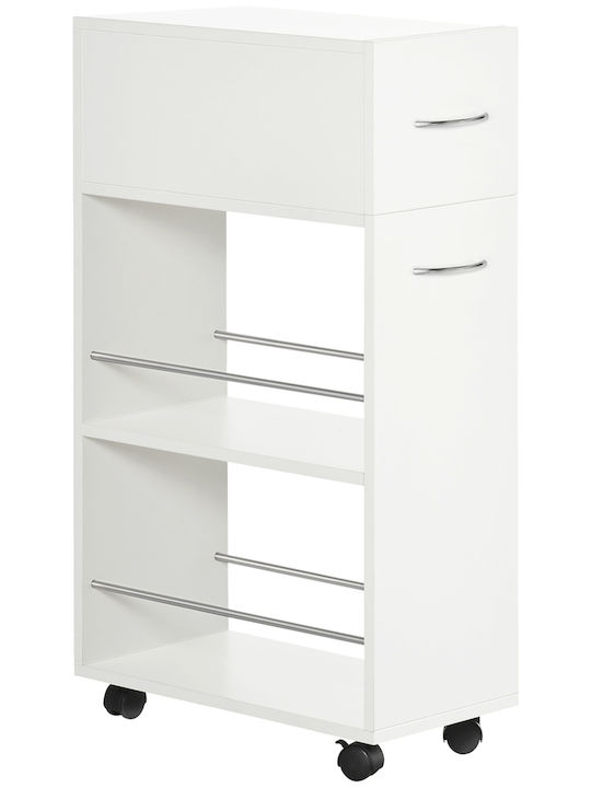 HomCom HomCom Küchenwagen Inox 3 Ebenen Weiß 50x25x85cm