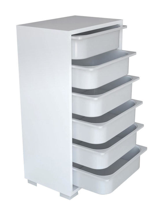 Storage Drawers from Plastic and Wood with 6 Drawers M88xW45.5xH30cm