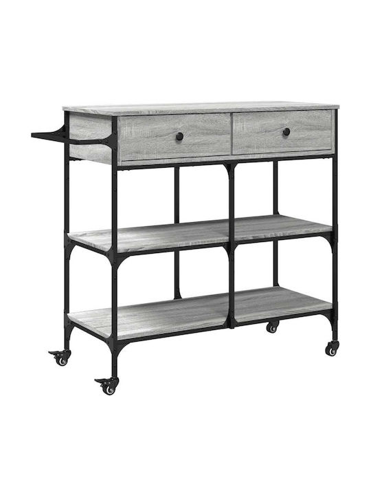 vidaXL Wooden Kitchen Rack 4 Tiers Gray 105x42x95cm