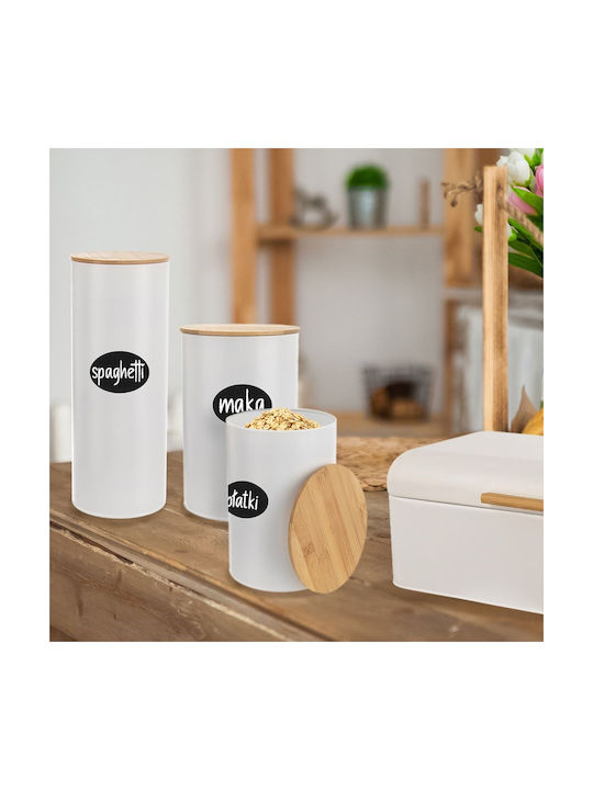 Orion Box for Pasta Coffee Tea with Lid Metallic White 2650ml