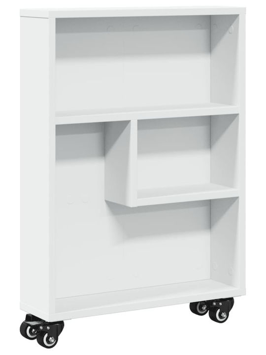 vidaXL Τρόλεϊ Κουζίνας Ξύλινο 4 Θέσεων Λευκό 48x13x68cm