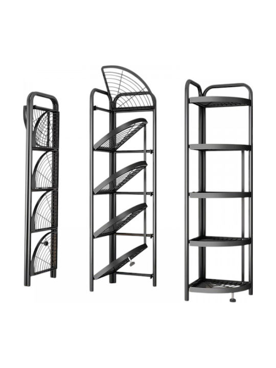 Metallic Kitchen Rack 4 Tiers Black 51x35x156cm