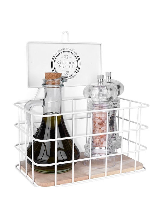 Excellent Houseware Επιτοίχιο Ράφι Μεταλλικό 21x12.5x24εκ. Λευκό