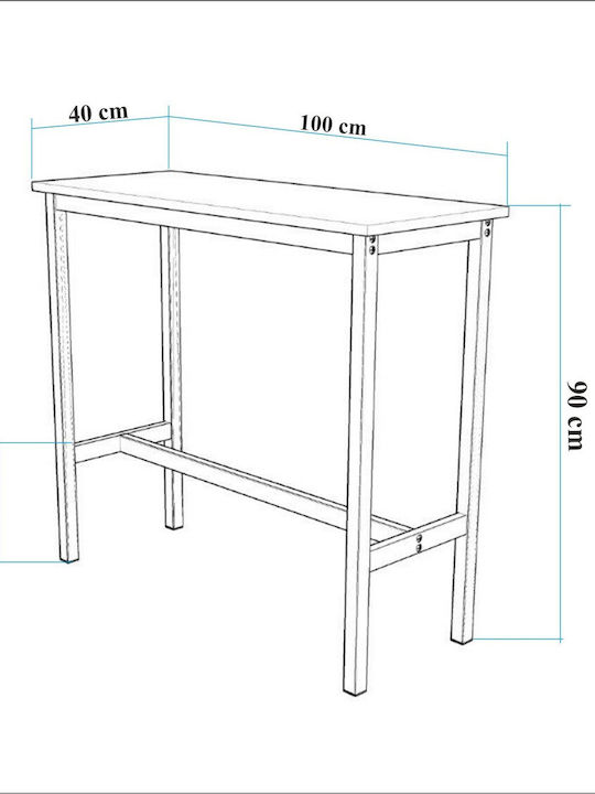 Bar Tisch Aus Holz Mit Metallrahmen 100x40x90cm