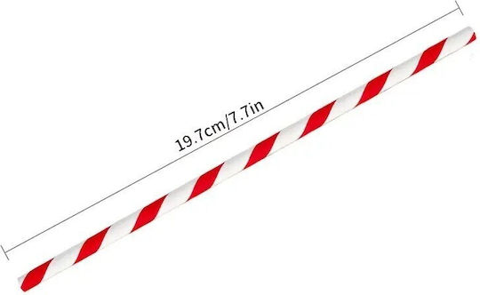 Комплект 16 Сламки Alista Home Коледна Масичка Хартия 19.7 См Бяло-червени