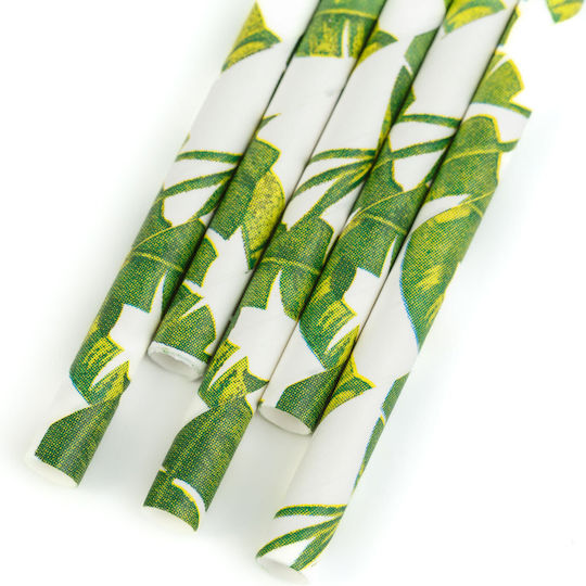 Jungle Pattern Paper Straws 25 Pcs 197 Mm Eco-friendly Drinks Cocktails Parties