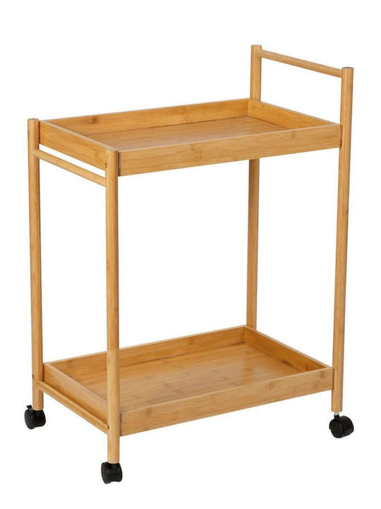Andrea House Wooden Kitchen Trolley 2 Tiers Black 58x36x80cm