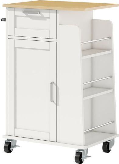 HomCom Τρόλεϊ Ξύλινο 3 Θέσεων Λευκό 801-415V00WT