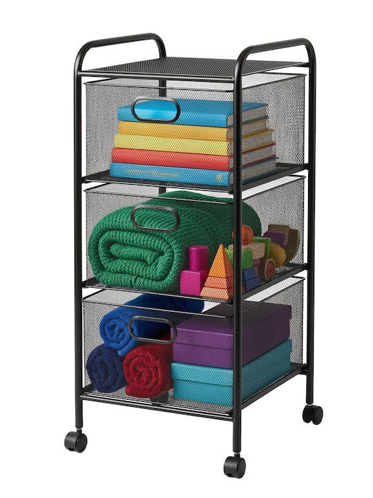 Relaxdays Troleu Bucătărie Metalic Capacitate 3 Negru 33x31.5x63cm