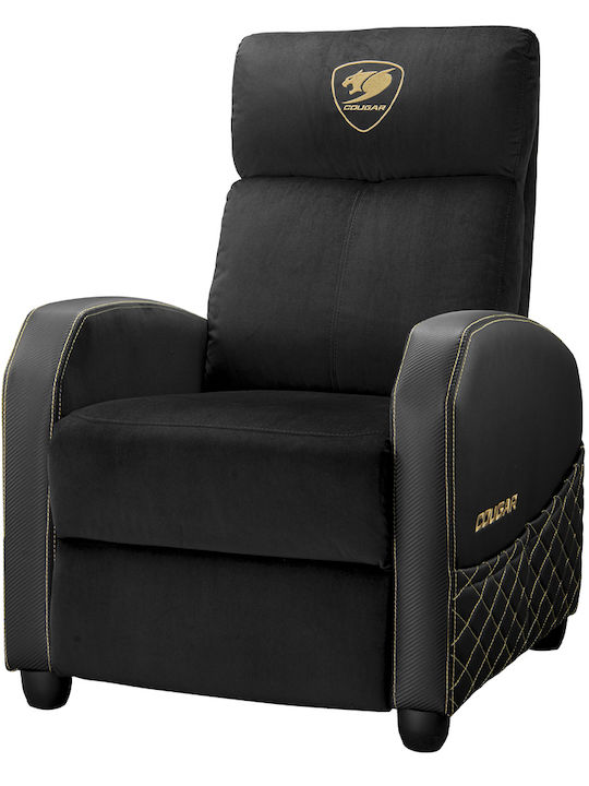 Cougar Ranger Elite Gold Υφασμάτινη Καρέκλα Gaming με Υποπόδιο Μαύρη