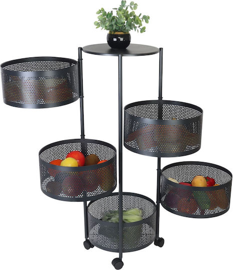 Relaxdays Troler Metalic 5 Locuri Negru 10051329_1676 Relaxdays Troler Metalic 5 Locuri Negru 10051329_1676